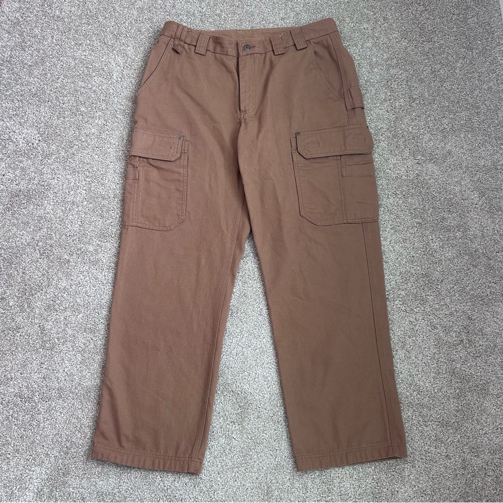 Duluth Trading Men's Khaki 100% Cotton 38x32 Cargo Pants Heavy Duty